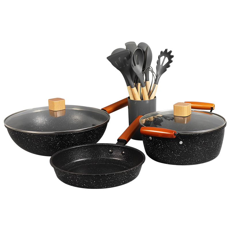 Luxury negro antiadherente de 4 piezas juego de utensilios de cocina