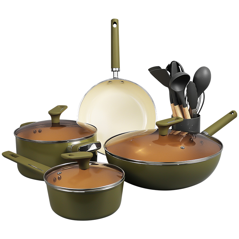 Inducción de aluminio juego de utensilios de cocina antiadherentes