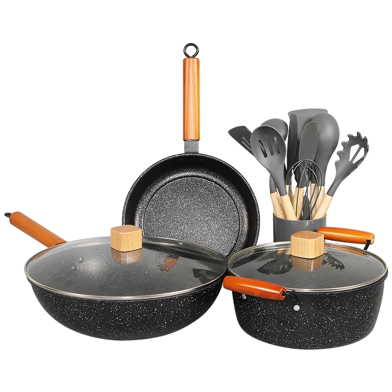 Luxury negro antiadherente de 4 piezas juego de utensilios de cocina