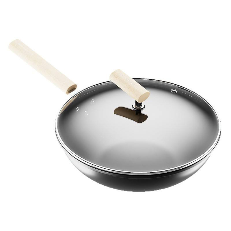 Wok de hierro doméstico de fondo redondo no recosado